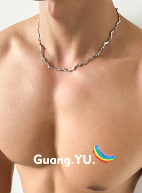 GuangYu不规则金属冷淡风项链男