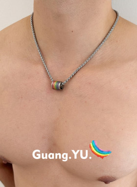 GuangYu彩虹色转运钛钢项链嘻哈