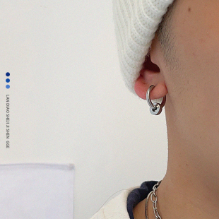 GuangYu个性冷淡风耳环韩版钛钢男士单只大号耳圈女配饰潮流朋克