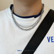 GuangYu双层设计项链男一字扣锁骨链颈链女街头时尚 嘻哈朋克链条