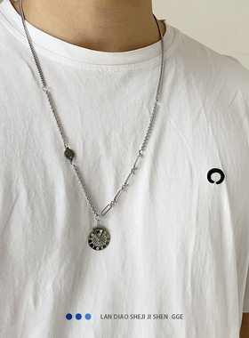 可转动小众数字钛钢朋克风毛衣链