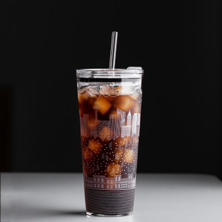 玻璃吸管杯大容量水杯高颜值冰咖啡杯奶茶杯子家用ins风冷饮料杯