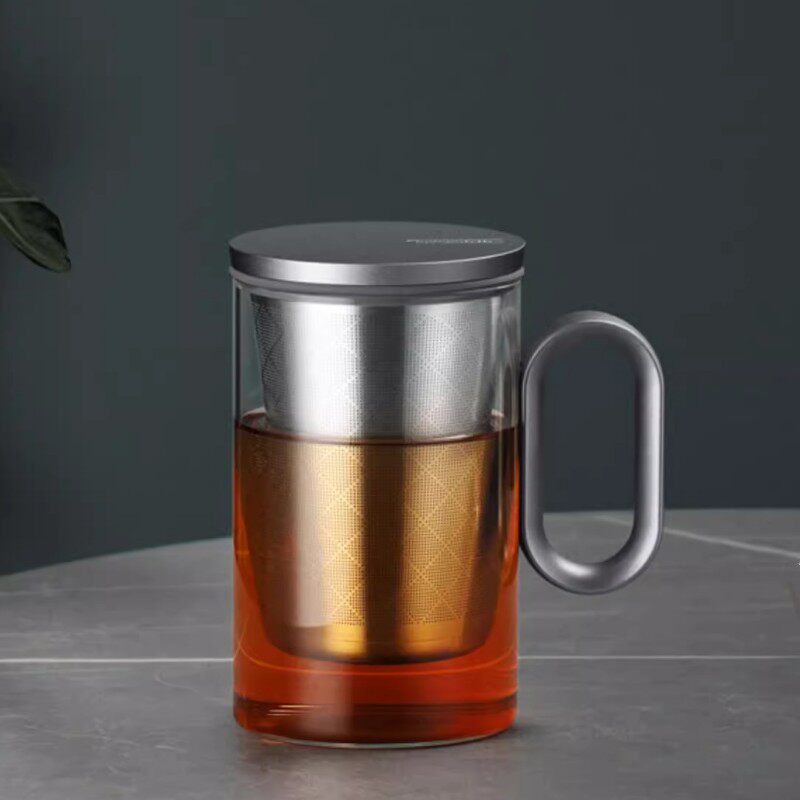 男士茶杯2026新款耐热玻璃马克杯带盖手柄大容量单人泡茶杯带茶滤