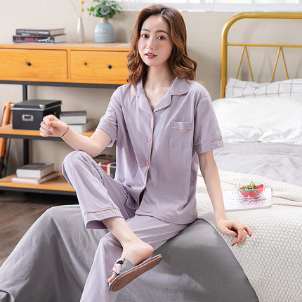 2025年新款睡衣女纯棉夏季薄款短袖长裤夏天家居服全棉套装可外穿