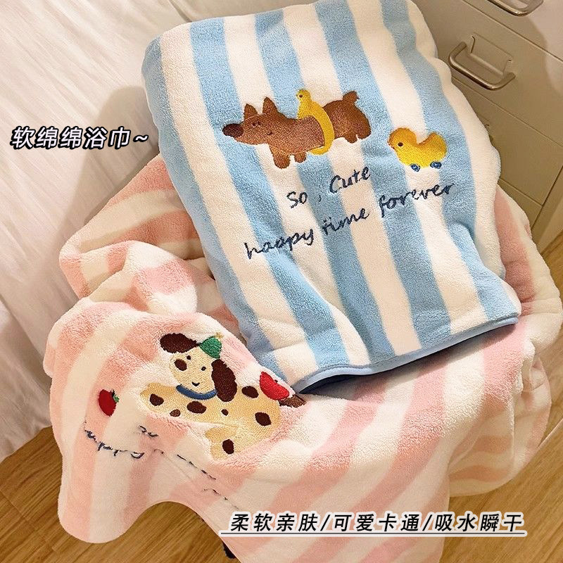蜡笔小新可爱卡通强吸水浴巾女裹全身亲肤可穿成人洗澡大号毛巾