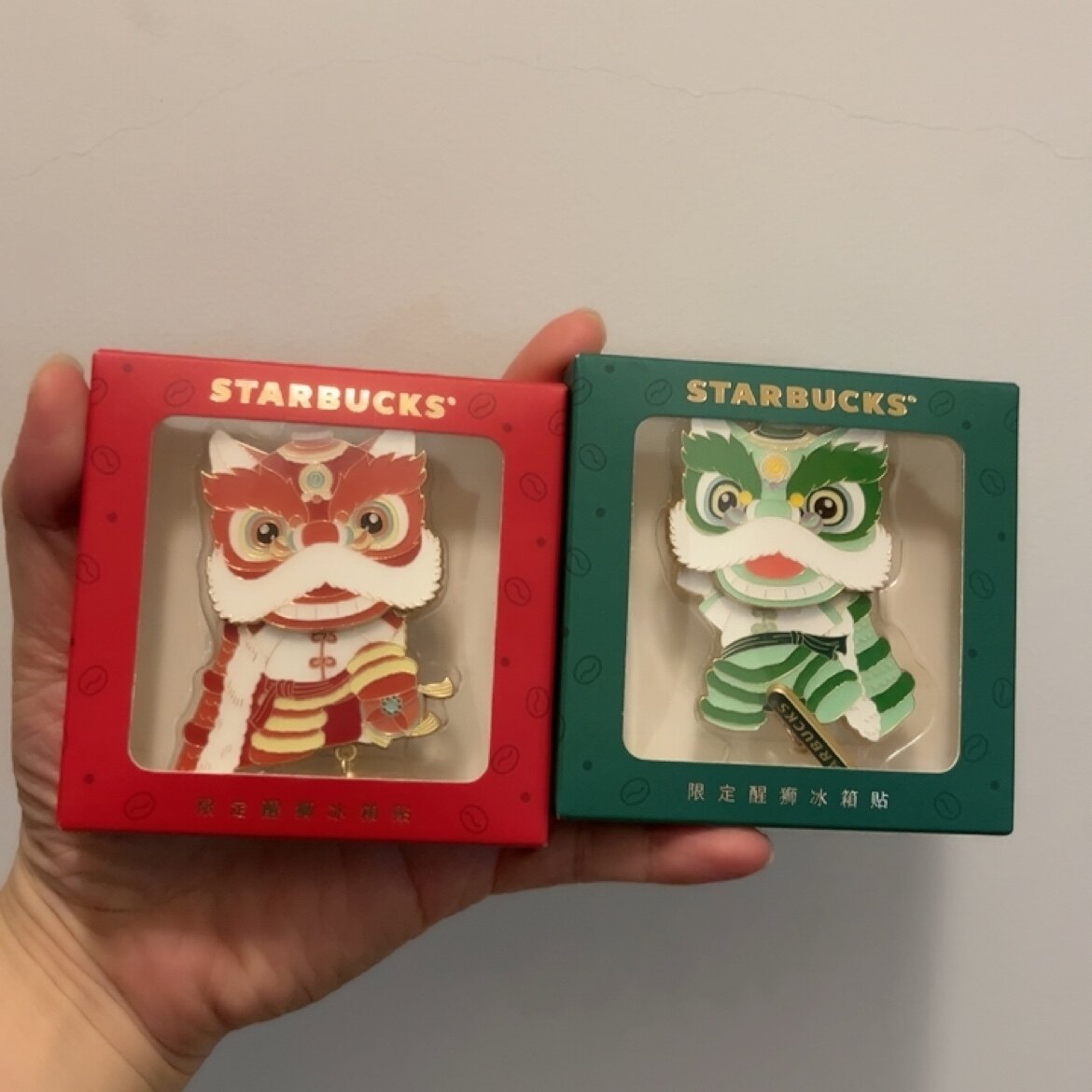 全新星巴克广东限定非遗醒狮冰箱贴金属熊店长挂件磁吸贴喜庆收藏