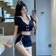 上衣拼色迷你裙套装 姬GILL 性感辣妹风角色扮演空姐制服低胸短款