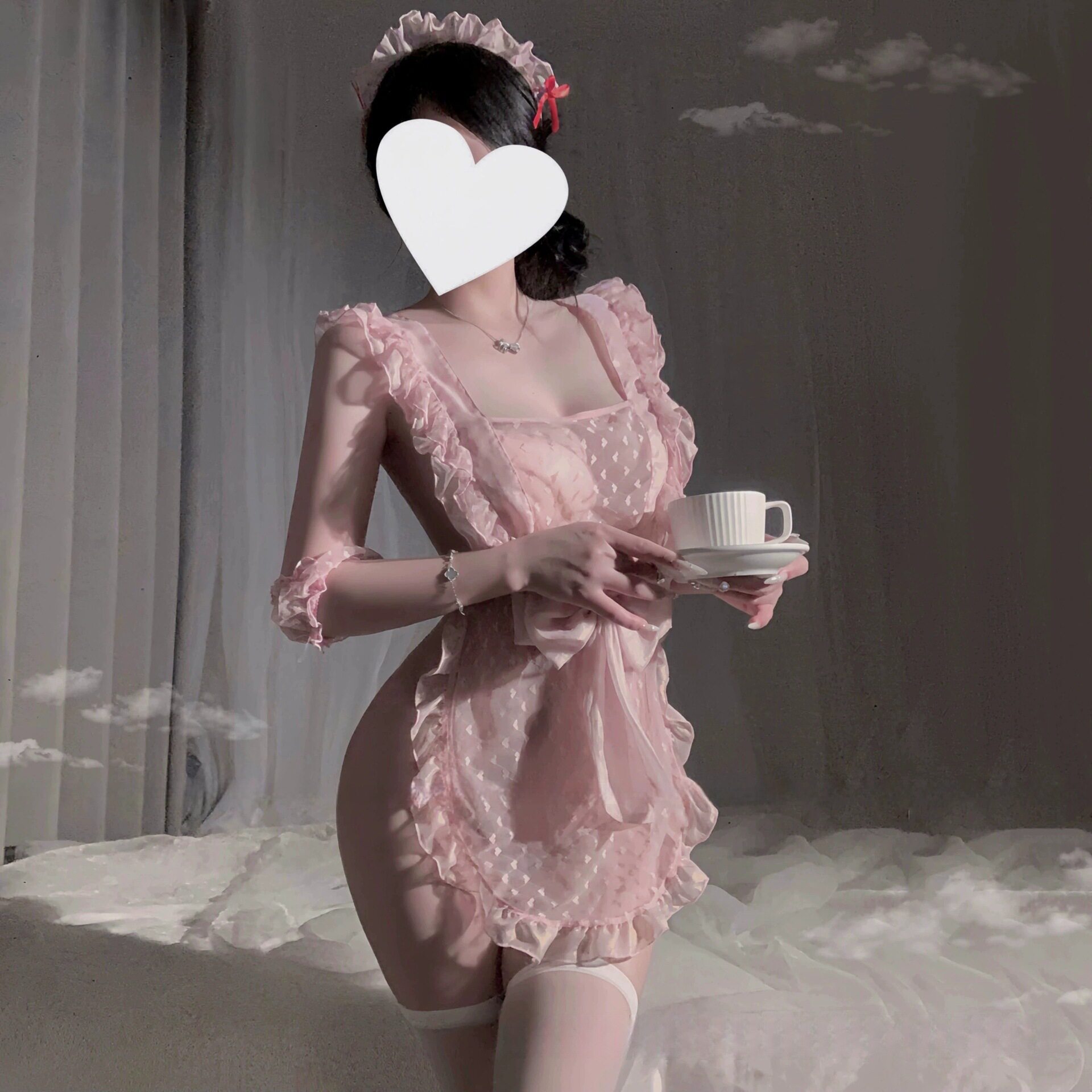 姬GILL女佣内衣法式蕾丝吊带酒吧黑丝少女女仆薄透视清纯诱惑制服
