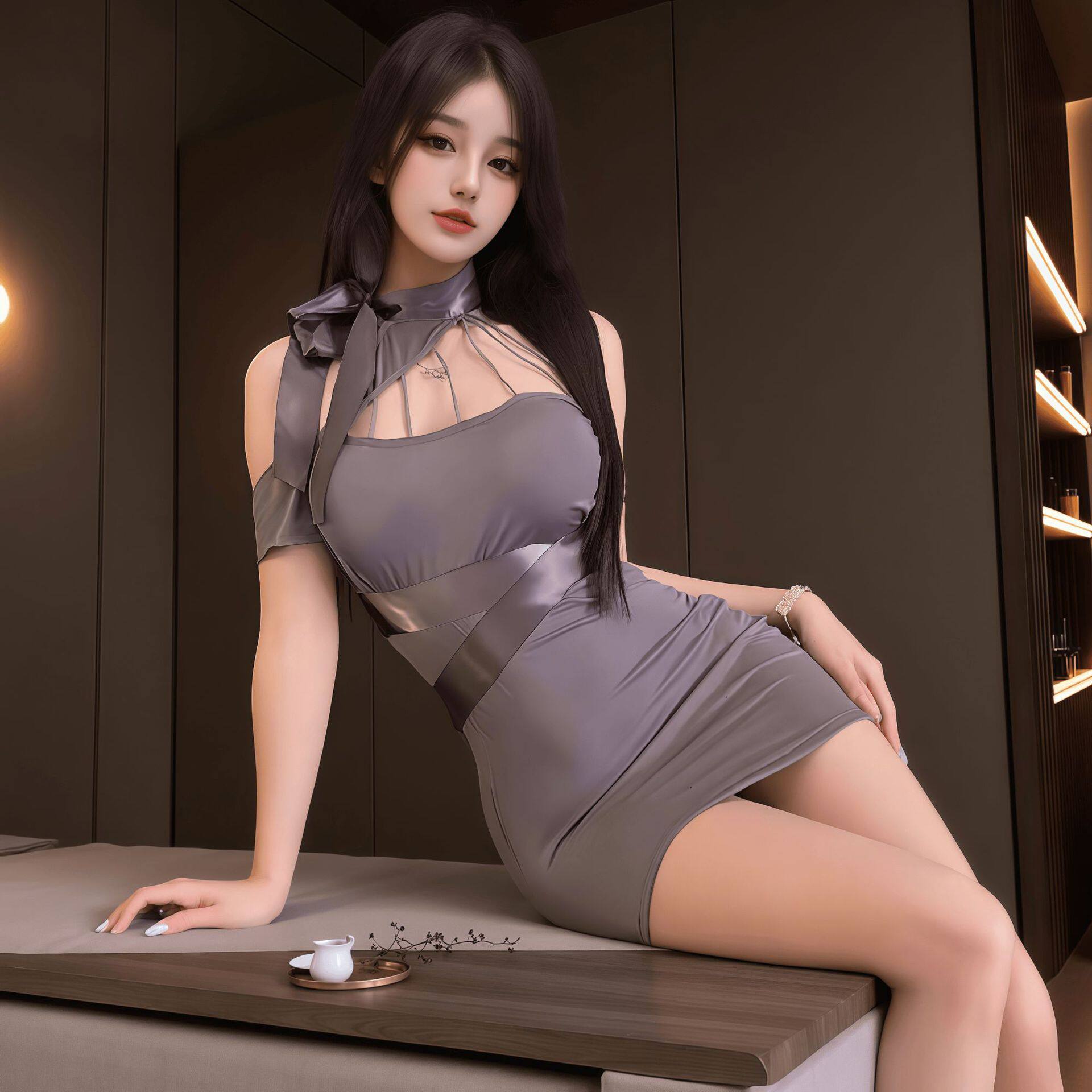 姬GILL激女情侣秘书超短裙丝滑蕾丝套装酒吧秘书制服约会房事套装