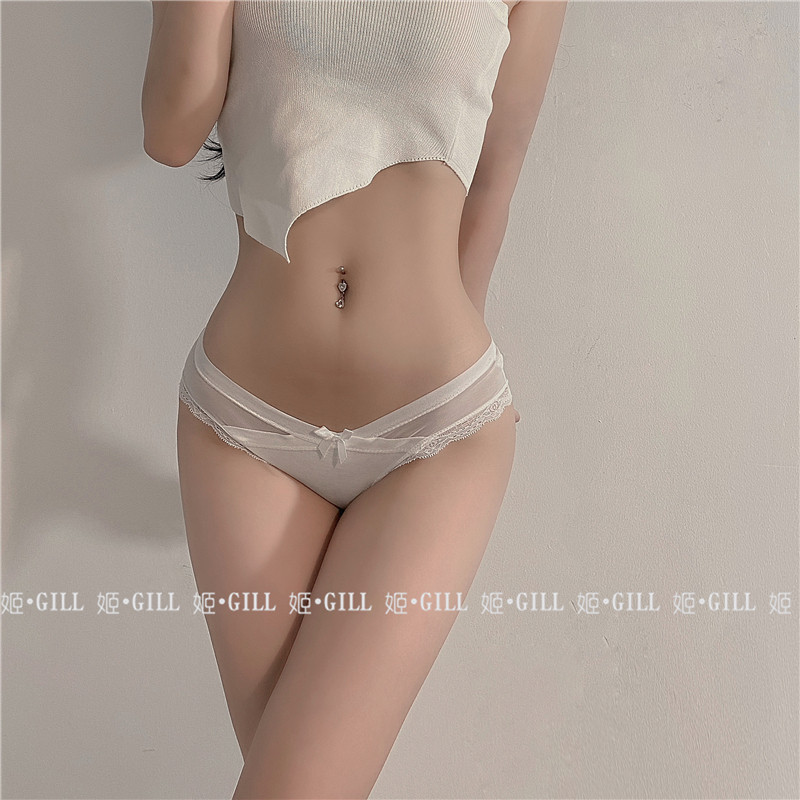 姬Gill：薄款网纱内裤女低腰纯棉裆无痕交叉蝴蝶结蕾丝透明三角裤,女士内衣/男士内衣/家居服,女三角裤,淘宝优惠券,粉丝福利购,淘宝优惠卷