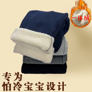 校服裤子冬季加绒加厚藏青色秋冬款小学生初中生藏蓝色儿童运动裤