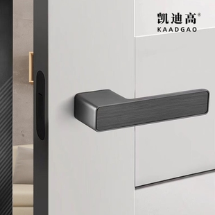 隐形钥匙意式 极简磁吸锁生态木门锁室内卧室静音房门锁一字把手锁