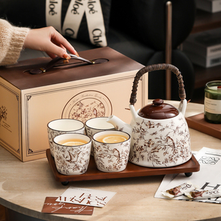 漫时光鹊跃枝头茶壶杯子套装轻奢高级感乔迁水杯茶具礼盒新婚礼物