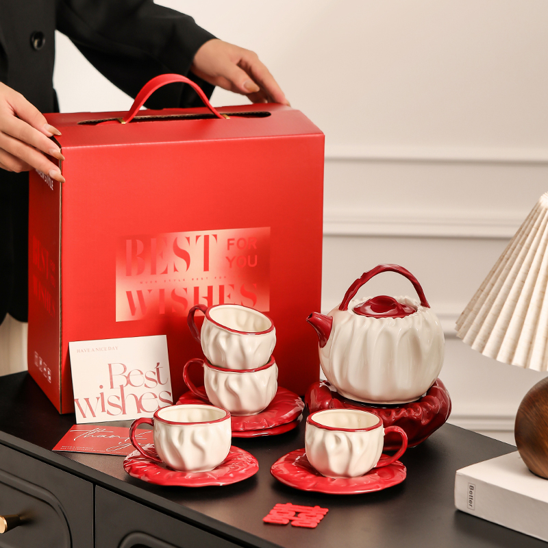 漫时光法式褶皱提梁茶具套装