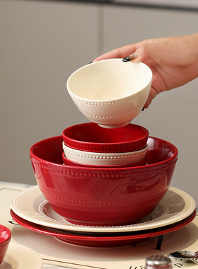 漫时光陶瓷碗家用2025新款高颜值大汤碗特别好看的饭碗釉下彩餐具