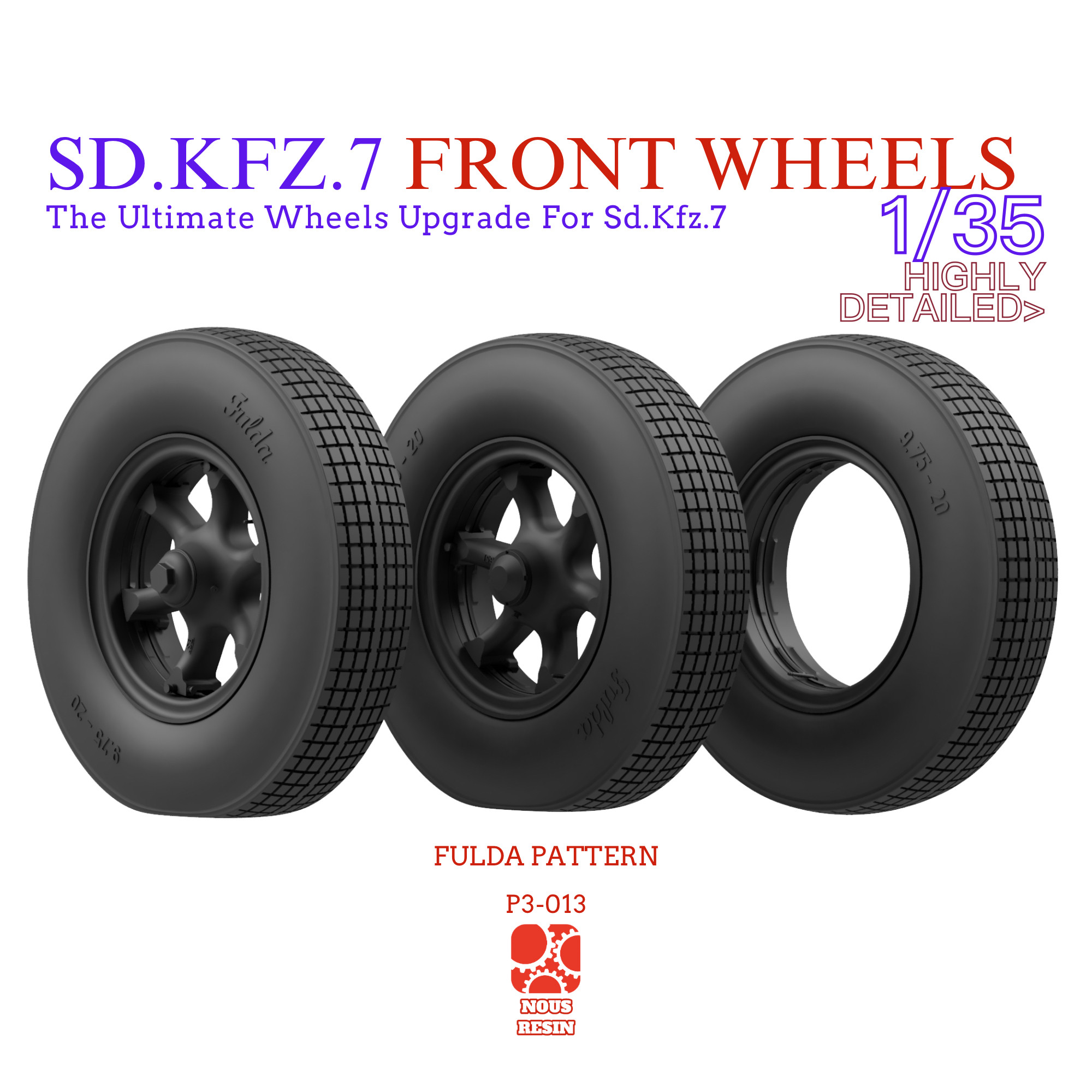 Sd.Kfz.7 8t牵引车重力效果前轮备胎改造件八吨半履带固特异版