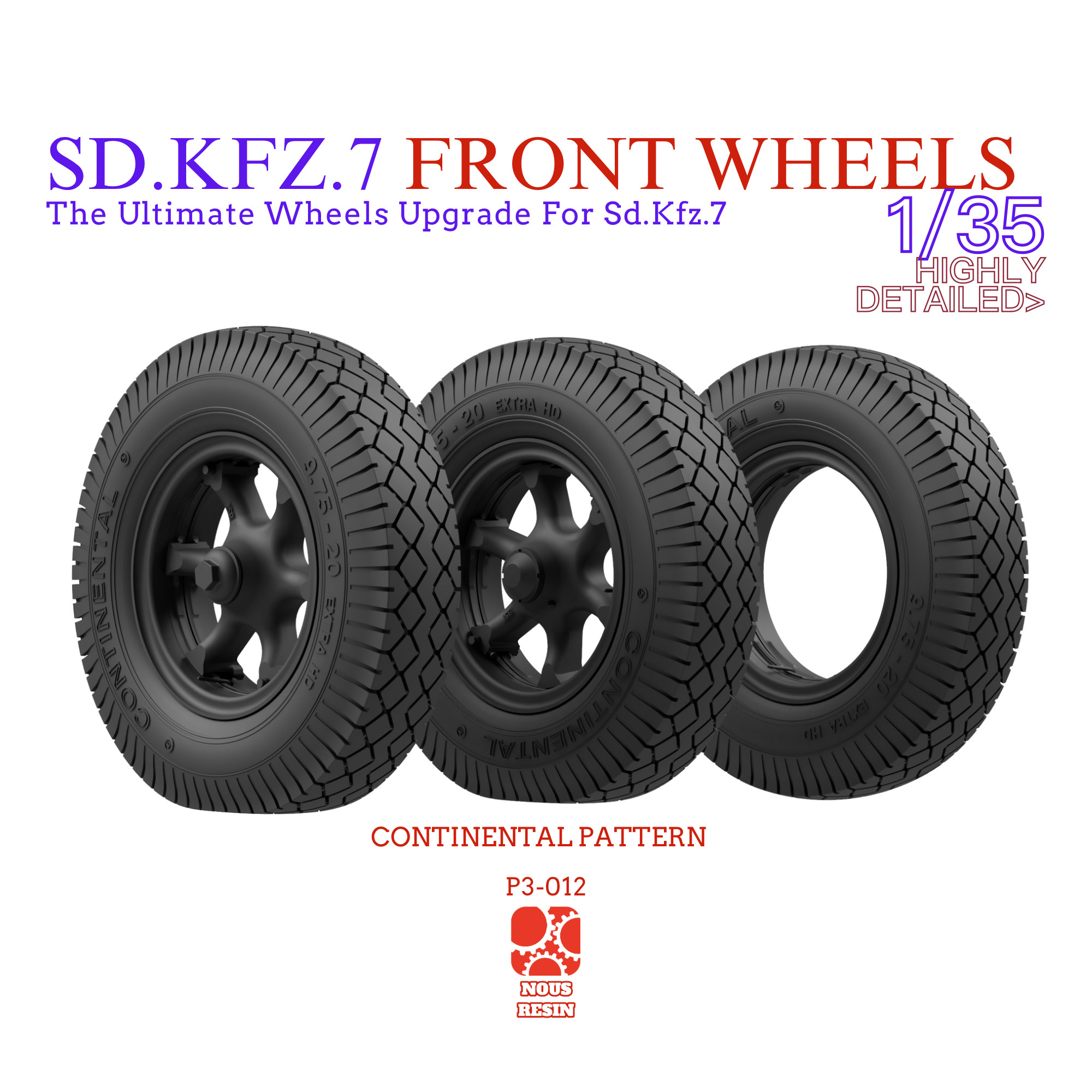 Sd.Kfz.7 8t牵引车重力效果前轮备胎改造件八吨半履带树脂马牌版