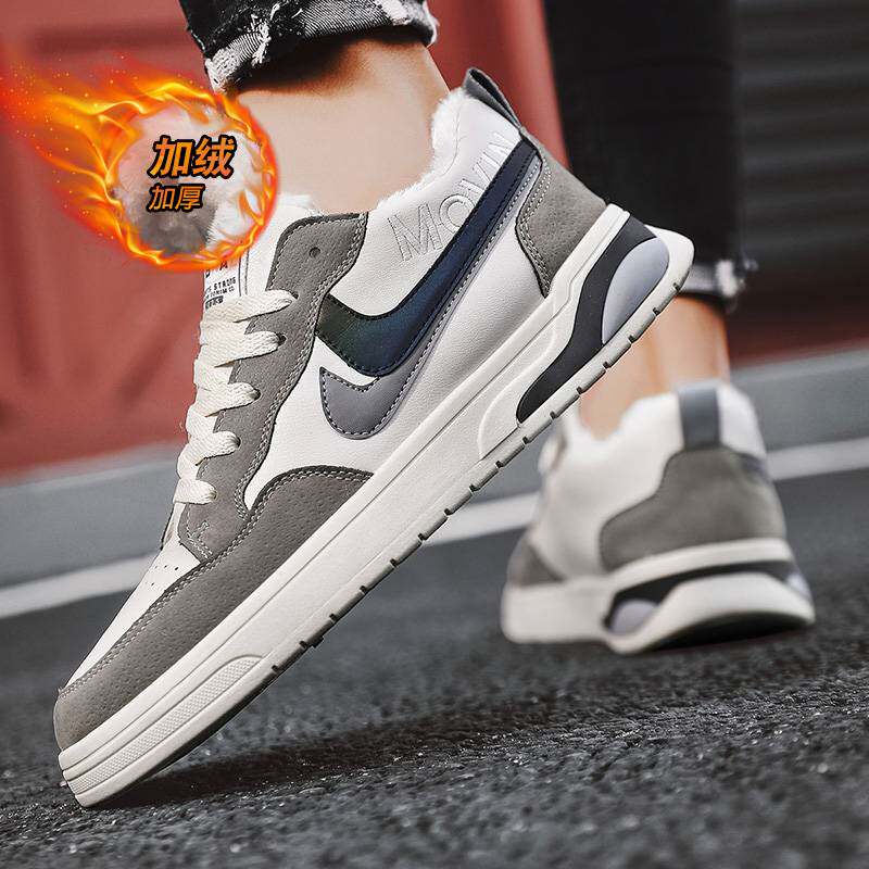 爱耐克aj男鞋2022新款冬季加绒保暖棉鞋低帮青少年运动板鞋百搭休