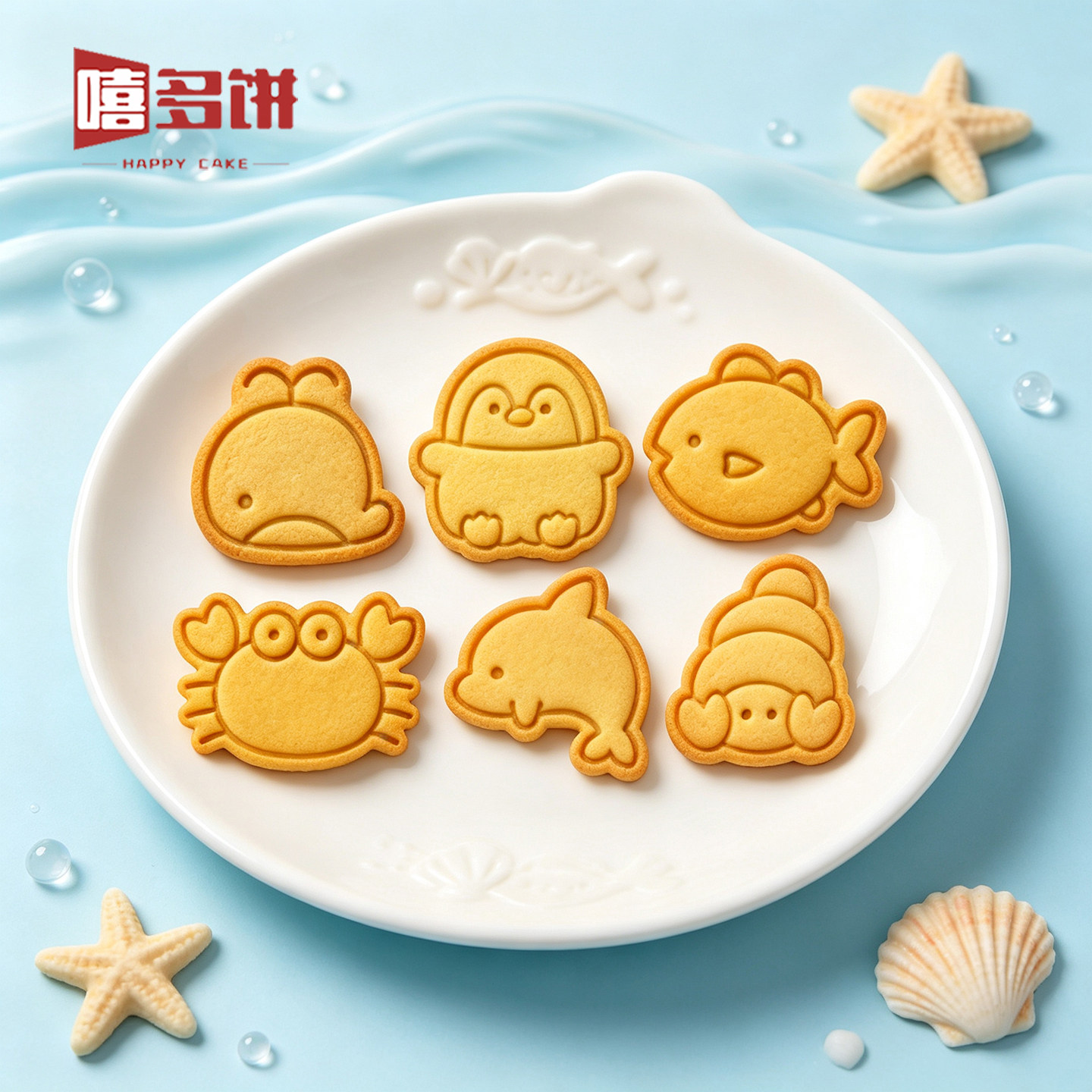 可爱大闸蟹小鱼卡通饼干模具小海豚黄油曲奇3d立体diy烘焙工具模