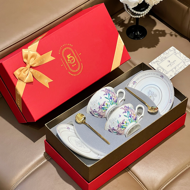 鸢尾花咖啡杯套装礼盒结婚伴手礼