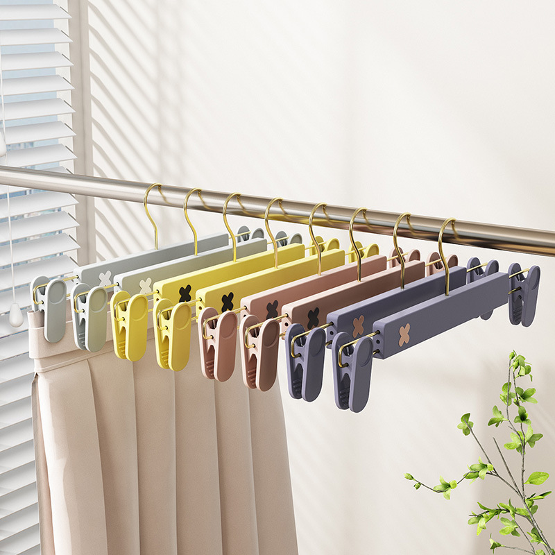 金钩x拼色伸缩磨砂裤架塑料裤夹