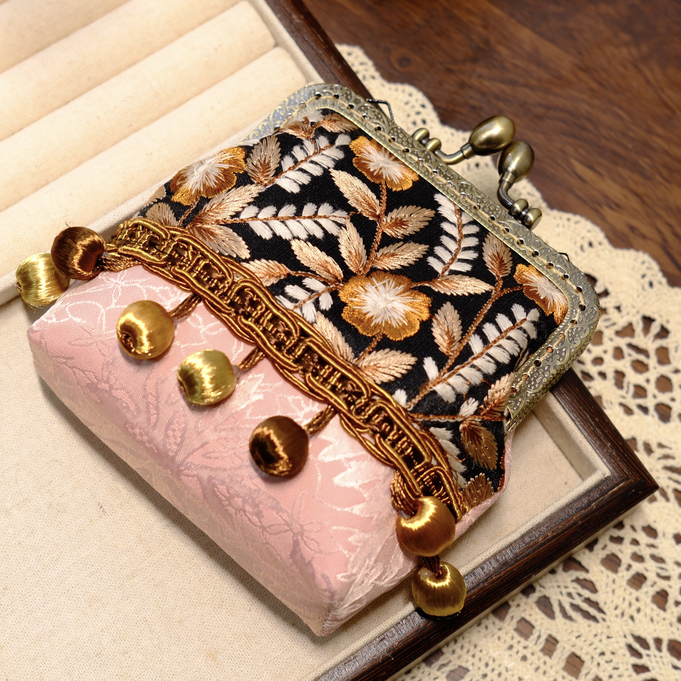 国风超美可斜挎背背链宋锦包包装饰手机链多戴项链国风装饰