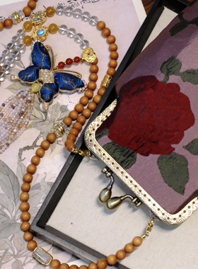 原创设计新中式项链女国风旗袍配饰珍珠长款斜挎链串珠水晶古风