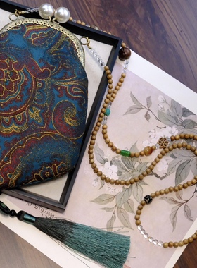 新中式国风复古手机包手工穿珠链流苏高级感气质单肩斜挎包