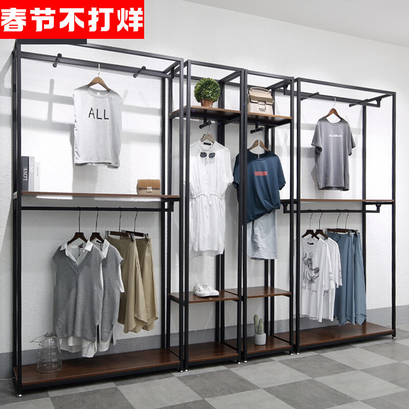 服装店展示架落地式陈列架男女服装店展示柜衣服架子双层高档货架