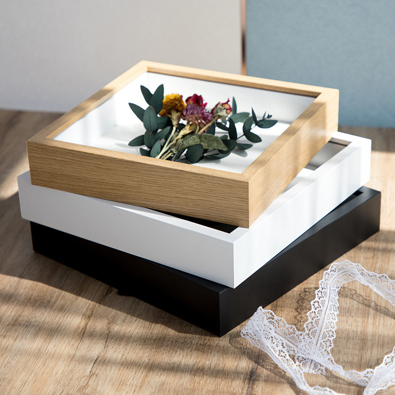 玫瑰花干花相框立体中空3cm摆台手工diy贝壳画框油画书画装裱