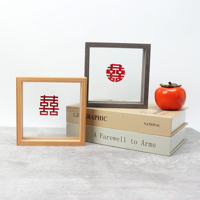 双面玻璃创意摆台立体相框干花树叶标本框实木画框礼品雕刻印