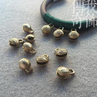 岁岁保平安黄铜铃铛全铜狗狗挂铃编织手串项链鸡血藤手镯配件材料