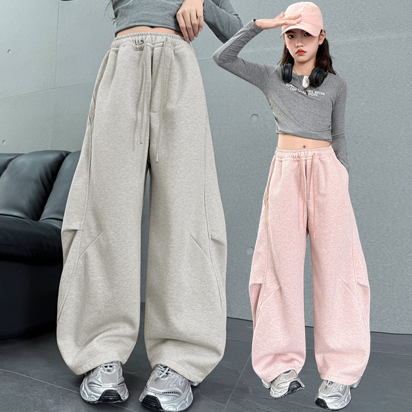 女童裤子春秋外穿2026新款洋气运动裤中大童宽松春季工装弯刀裤潮,童装/婴儿装/亲子装,裤子,淘宝优惠券,粉丝福利购,淘宝优惠卷