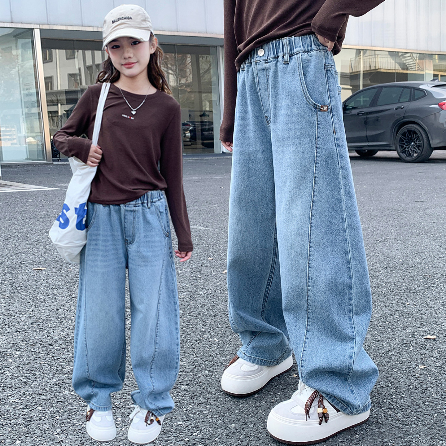 女童裤子春秋外穿2026新款中大童春季宽松休闲直筒女孩牛仔阔腿裤,童装/婴儿装/亲子装,裤子,淘宝优惠券,粉丝福利购,淘宝优惠卷