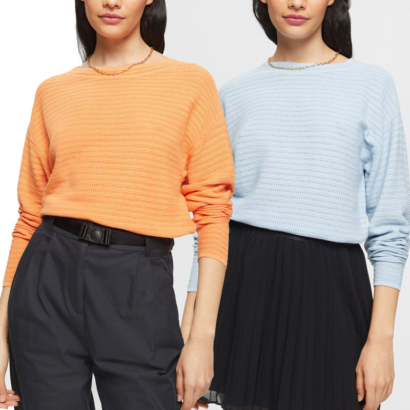 欧美提花镂空套头圆领刺绣针织衫