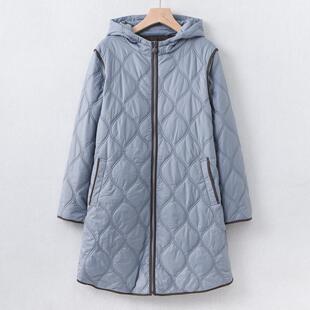 出日本防风雨雪连帽中长款薄款棉衣外套外贸原单日单女春秋冬新款
