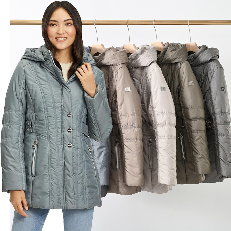 出德国中长款绗缝显瘦防风雨棉衣