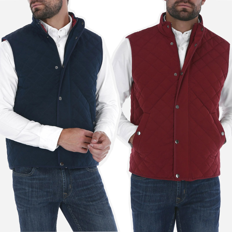 欧美防风防雨鞋菱形格绗缝棉马甲