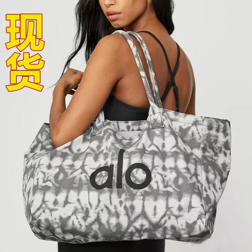 alo瑜伽单肩帆布包女大容量托特包购物袋运动休闲潮流健身包