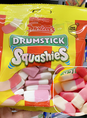 小红书同款 英国drumstick酸味水果橡皮糖泡泡糖味樱桃苹果软糖果