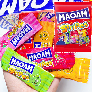 德国Maoam bloxx水果软糖果酸奶味棒混合独立包装奶油草莓哈瑞宝