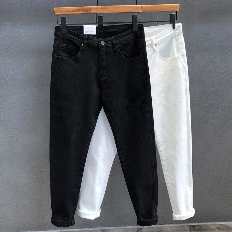 牛仔裤男潮牌修身小脚九分裤男