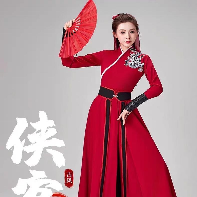 出租雪龙吟古典舞舞蹈服成人汉服演出花木兰表演服打鼓服古风租赁图片