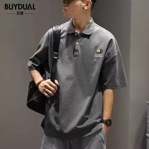 Хлопковая футболка polo, футболка с коротким рукавом, оверсайз