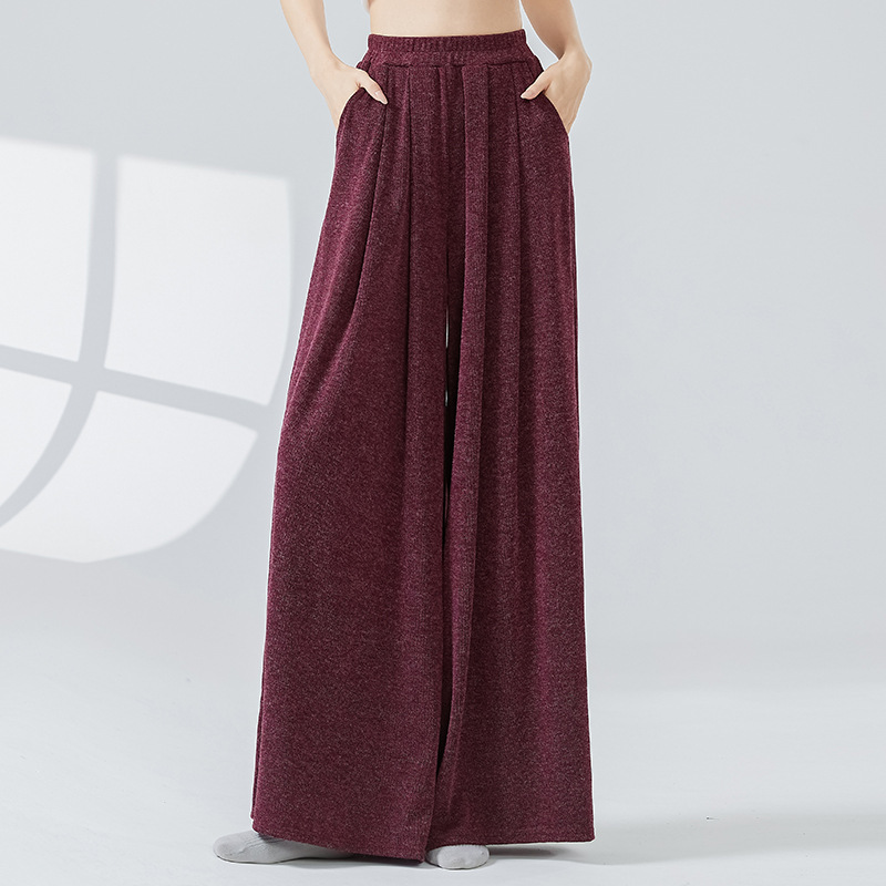 秋冬现代舞蹈裤女新款口袋糯米裤宽松阔腿日常形体训练瑜伽练功裤