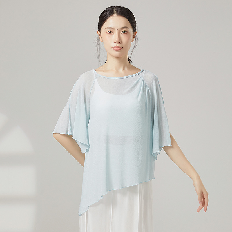 古典舞练功服女2025新款宽松纱衣仙气飘逸舞蹈服演出服练功服上衣