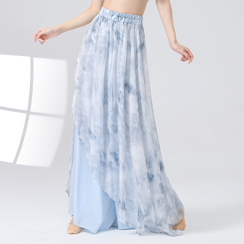 古典舞裤子新款裤裙舞蹈阔腿裤飘逸大摆裙演出渐变色练功服装