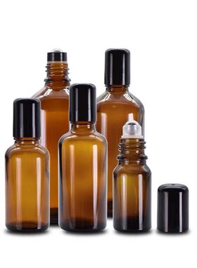 茶色精油滚珠空瓶香水分装瓶10ml30ml植物精油经络按摩避光走珠瓶