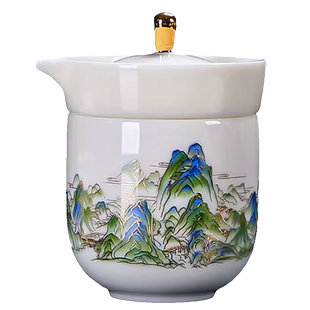 徐建勇江山旅行快客杯一壶两杯户外便携式泡茶壶高端冰种玉瓷茶具