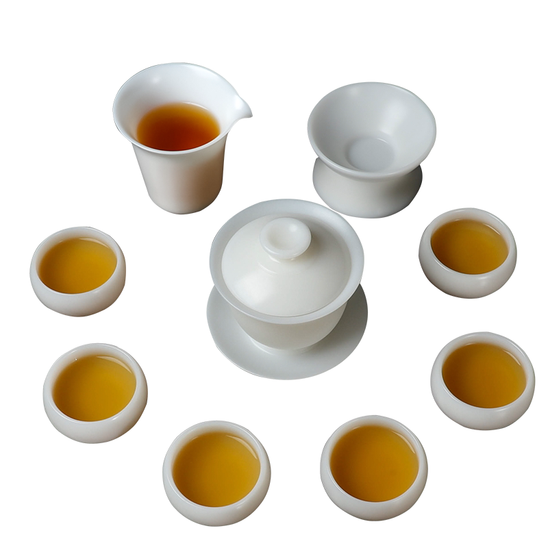 高档冰种玉瓷功夫茶具套装家茶杯
